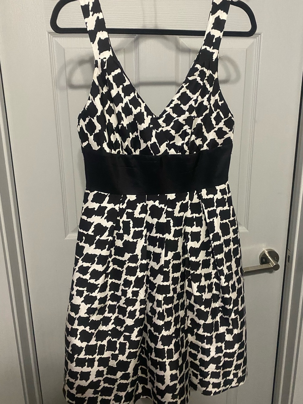 White House Black Market Black and White Dress with Geometric Print